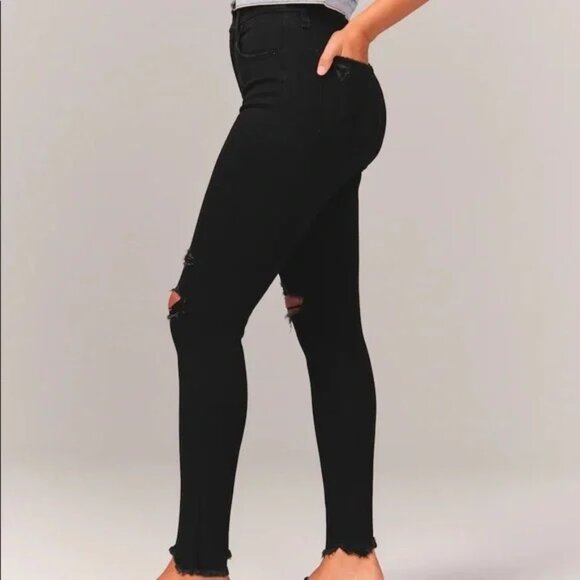 A&F Plus Size Curve Super Skinny Ankle High Rise Distressed Black 37 / 24 Long - Picture 2 of 14